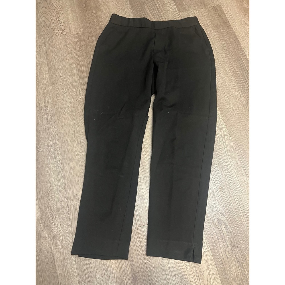 Zara TRF Collection Black Pull On Tapered Trousers Pants Small Side Slit Hem